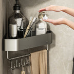 Adhesive Holder Metal Bathroom Accessory Single Piece or in Set with Shelf