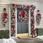 Cordless Prelit Holiday Trim | LED Lights, Auto-Timer & Premium Red/White Decor