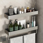Minimalist Matte Metal Bathroom Accessory Set Modern Bathroom Shelf