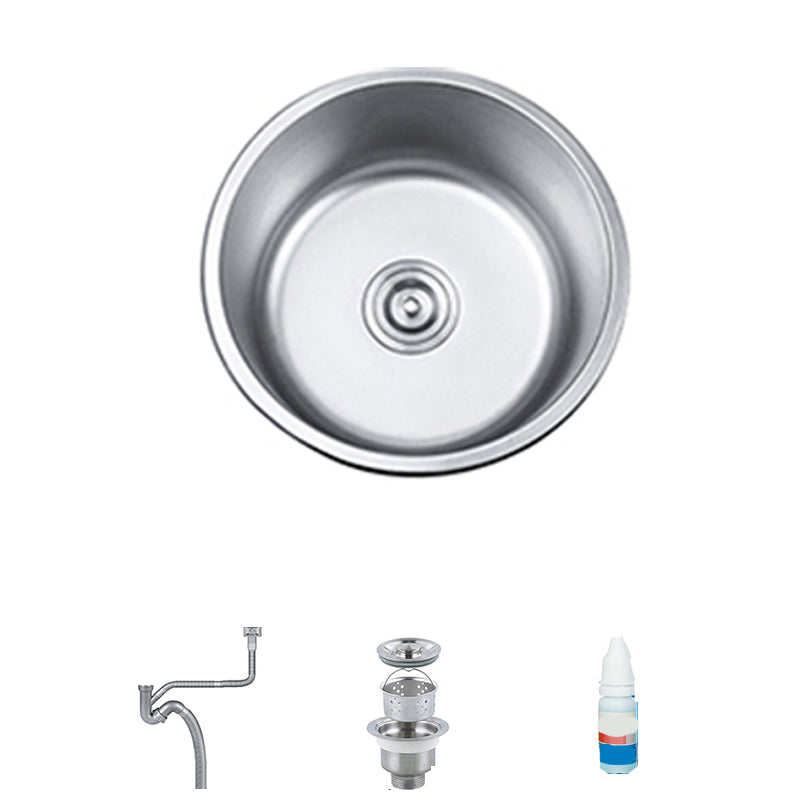 Round Single Bowl Kitchen Sink Stainless Steel Sink with Drain Strainer Set
