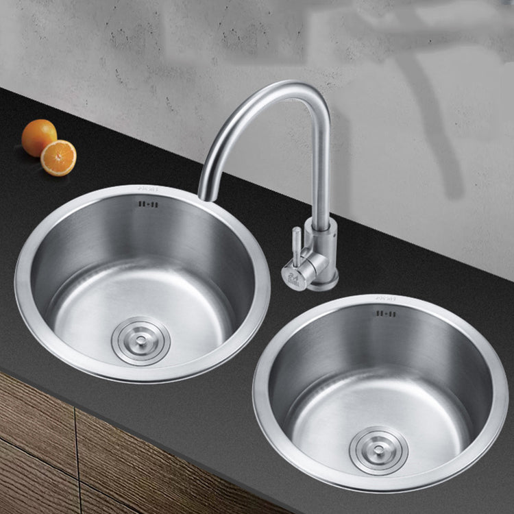 Round Single Bowl Kitchen Sink Stainless Steel Sink with Drain Strainer Set