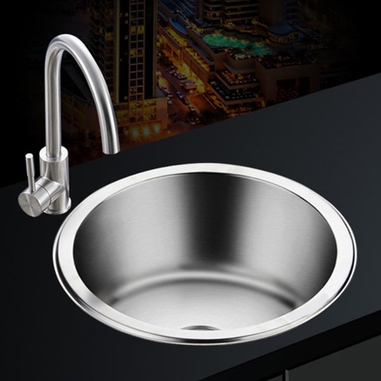 Round Single Bowl Kitchen Sink Stainless Steel Sink with Drain Strainer Set