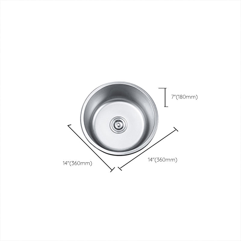 Round Single Bowl Kitchen Sink Stainless Steel Sink with Drain Strainer Set