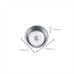 Round Single Bowl Kitchen Sink Stainless Steel Sink with Drain Strainer Set