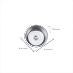 Round Single Bowl Kitchen Sink Stainless Steel Sink with Drain Strainer Set