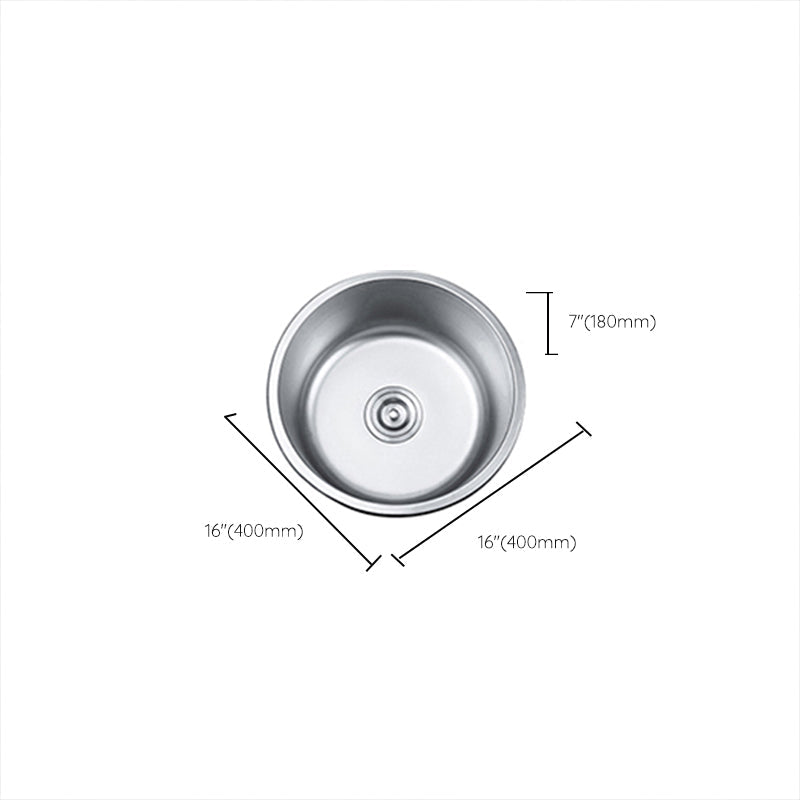 Round Single Bowl Kitchen Sink Stainless Steel Sink with Drain Strainer Set
