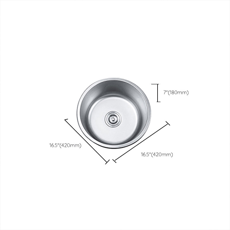 Round Single Bowl Kitchen Sink Stainless Steel Sink with Drain Strainer Set