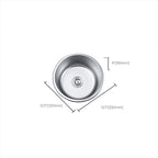 Round Single Bowl Kitchen Sink Stainless Steel Sink with Drain Strainer Set