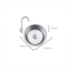 Round Single Bowl Kitchen Sink Stainless Steel Sink with Drain Strainer Set