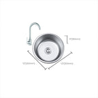 Round Single Bowl Kitchen Sink Stainless Steel Sink with Drain Strainer Set