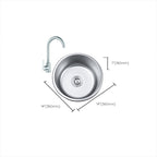 Round Single Bowl Kitchen Sink Stainless Steel Sink with Drain Strainer Set