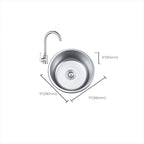 Round Single Bowl Kitchen Sink Stainless Steel Sink with Drain Strainer Set