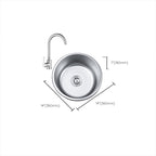 Round Single Bowl Kitchen Sink Stainless Steel Sink with Drain Strainer Set