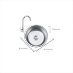 Round Single Bowl Kitchen Sink Stainless Steel Sink with Drain Strainer Set