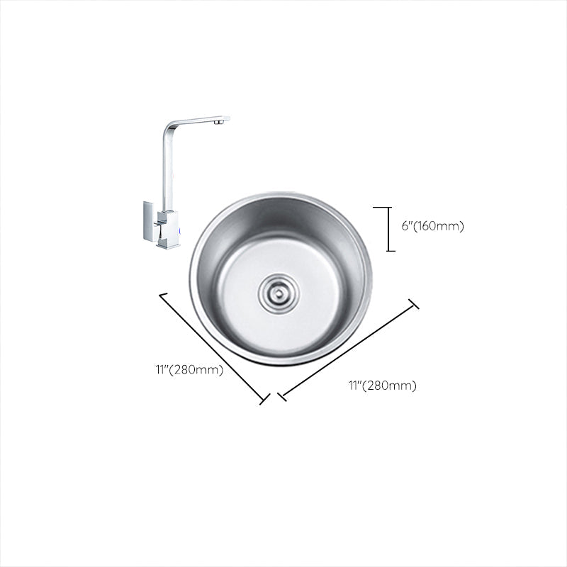 Round Single Bowl Kitchen Sink Stainless Steel Sink with Drain Strainer Set
