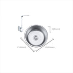 Round Single Bowl Kitchen Sink Stainless Steel Sink with Drain Strainer Set