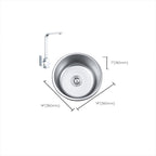Round Single Bowl Kitchen Sink Stainless Steel Sink with Drain Strainer Set