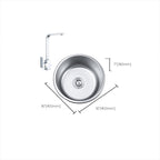 Round Single Bowl Kitchen Sink Stainless Steel Sink with Drain Strainer Set