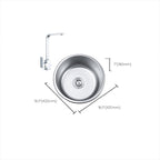 Round Single Bowl Kitchen Sink Stainless Steel Sink with Drain Strainer Set
