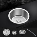 Contemporary Single Basin Kitchen Sink Round Stainless Steel Sink with Drain Strainer Set