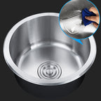 Contemporary Single Bowl Kitchen Sink Round Stainless Steel Sink with Drain Strainer Set