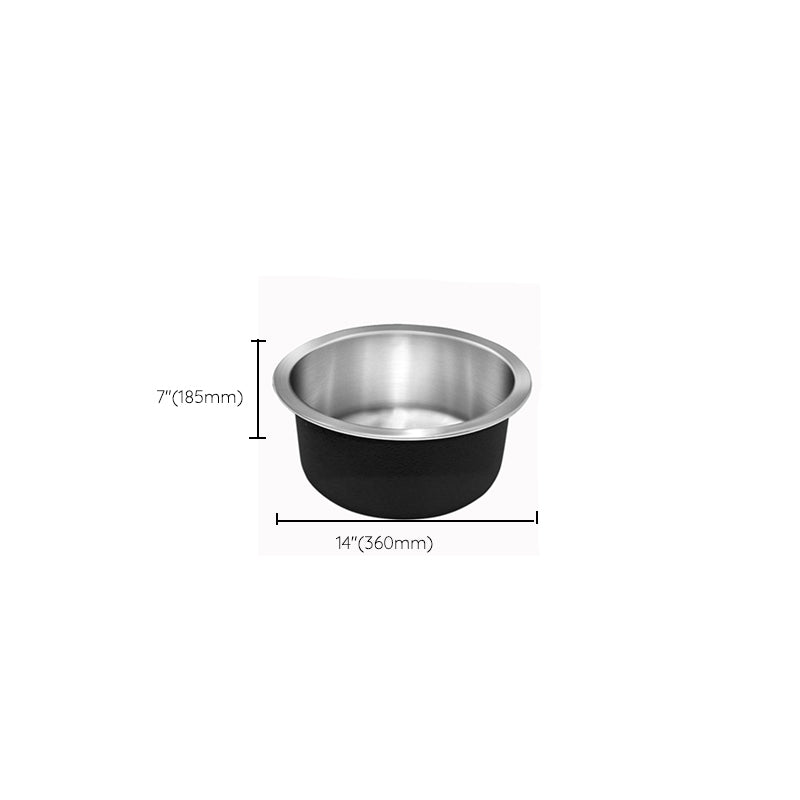 Contemporary Single Bowl Kitchen Sink Round Stainless Steel Sink with Drain Strainer Set