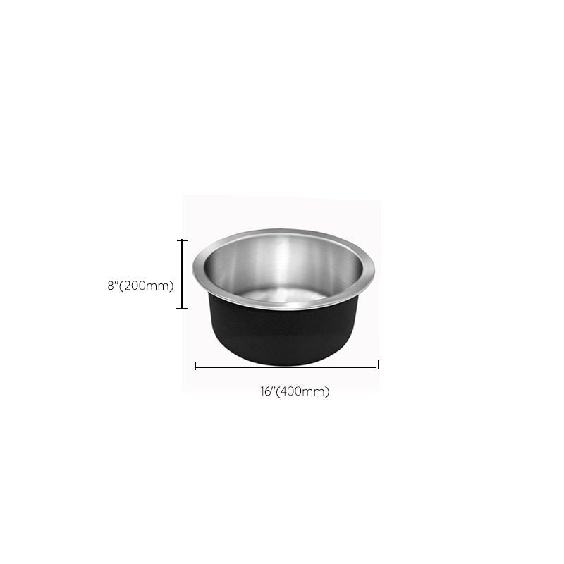 Contemporary Single Bowl Kitchen Sink Round Stainless Steel Sink with Drain Strainer Set