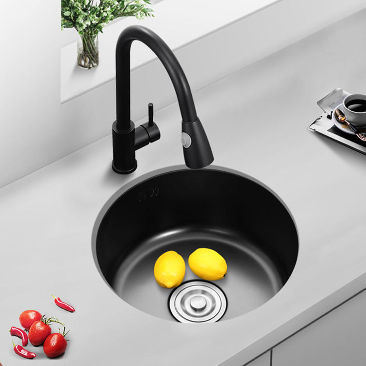Single Bowl Kitchen Sink Round Stainless Steel Sink with Drain Basket Kits