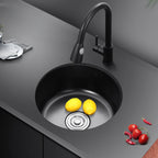 Single Bowl Kitchen Sink Round Stainless Steel Sink with Drain Basket Kits