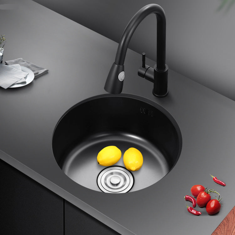 Single Bowl Kitchen Sink Round Stainless Steel Sink with Drain Strainer Kits