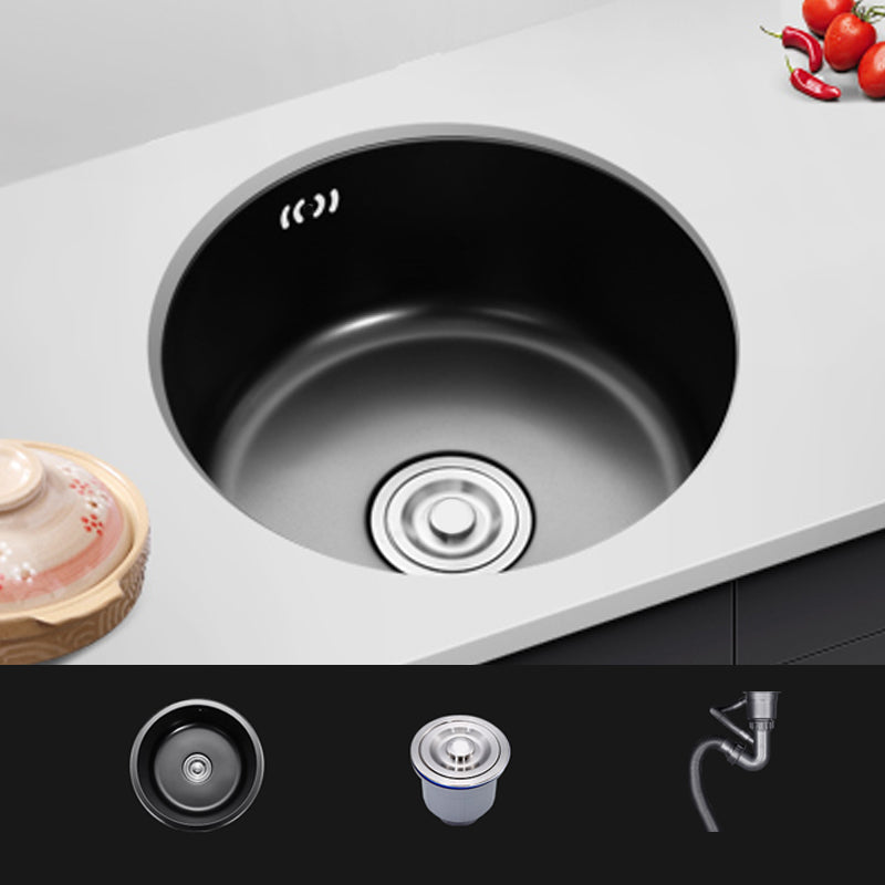Single Bowl Kitchen Sink Round Stainless Steel Sink with Drain Basket Kits