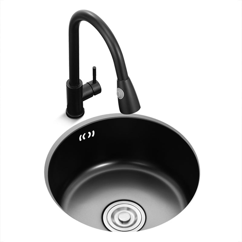 Single Bowl Kitchen Sink Round Stainless Steel Sink with Drain Strainer Kits