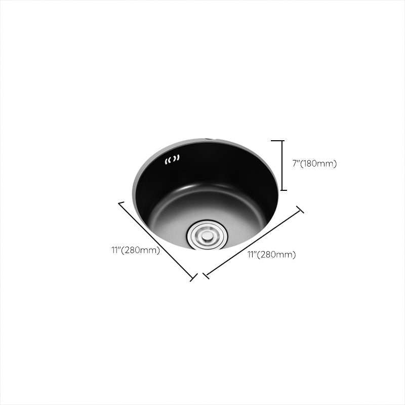 Single Bowl Kitchen Sink Round Stainless Steel Sink with Drain Basket Kits