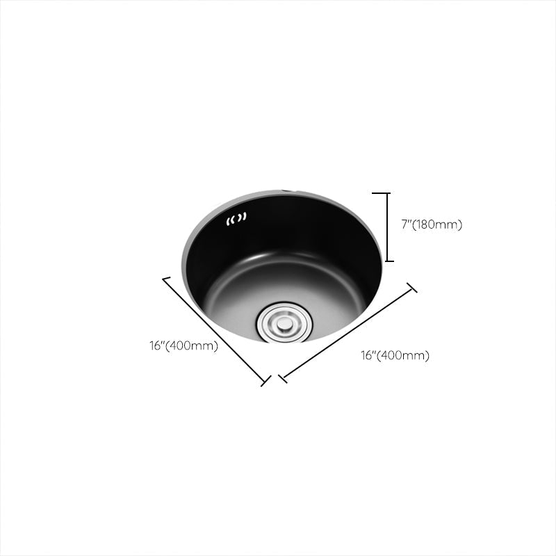 Single Bowl Kitchen Sink Round Stainless Steel Sink with Drain Basket Kits
