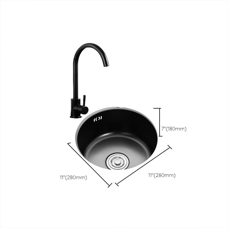 Single Bowl Kitchen Sink Round Stainless Steel Sink with Drain Basket Kits