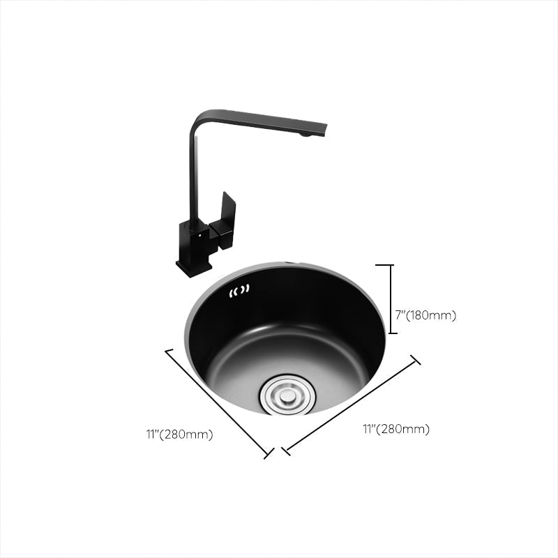Single Bowl Kitchen Sink Round Stainless Steel Sink with Drain Basket Kits