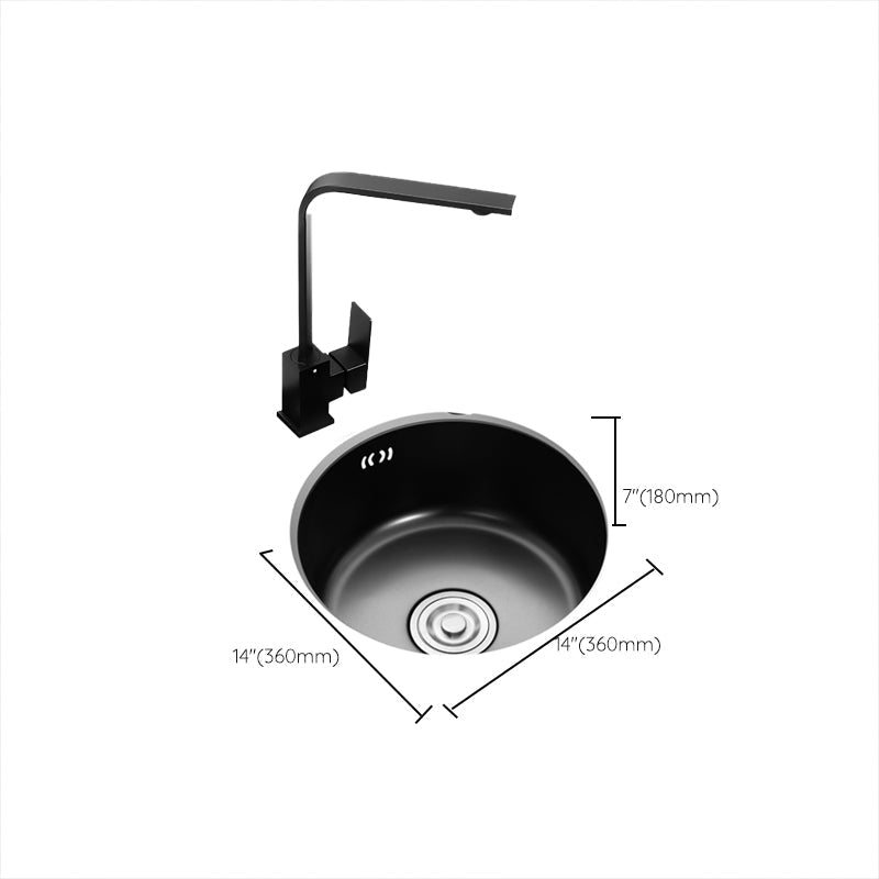 Single Bowl Kitchen Sink Round Stainless Steel Sink with Drain Basket Kits