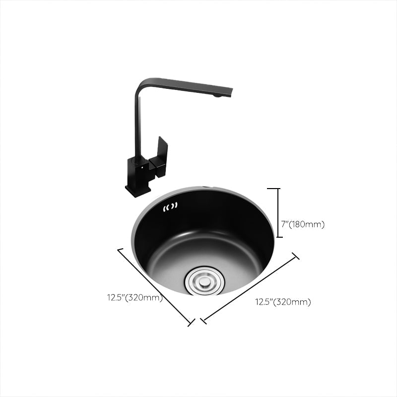 Single Bowl Kitchen Sink Round Stainless Steel Sink with Drain Strainer Kits