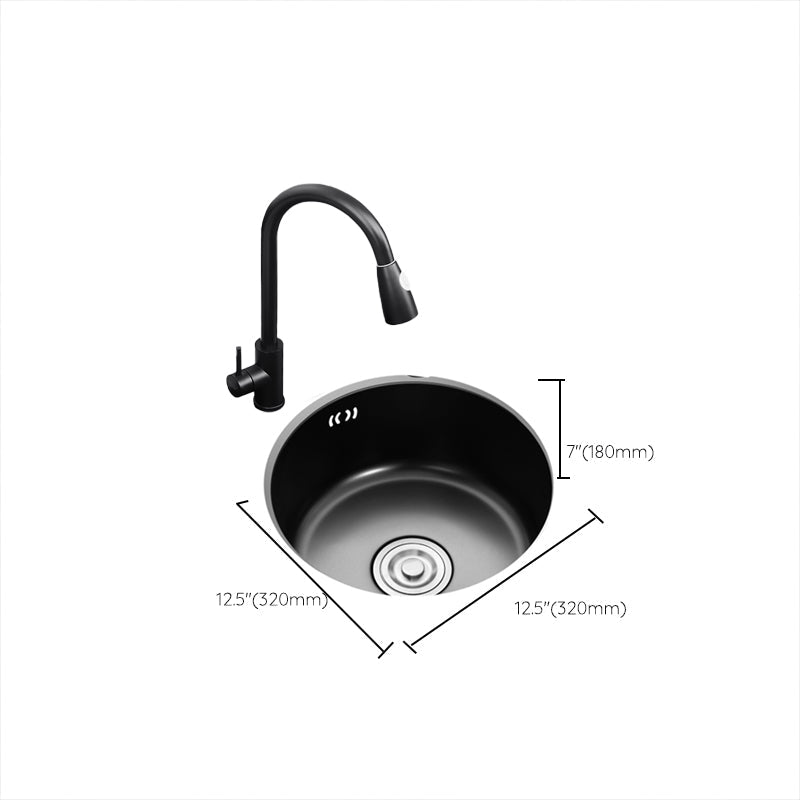 Single Bowl Kitchen Sink Round Stainless Steel Sink with Drain Basket Kits