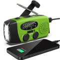 Compact Emergency Radio with 2000mAh Power Bank, Solar Power, Hand Crank and Built-in Flashlight for Outdoor Use