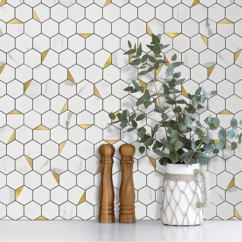 Hexagonal Modern Peel and Stick Tiles Mosaic Tiles Peel and Stick Backdrops