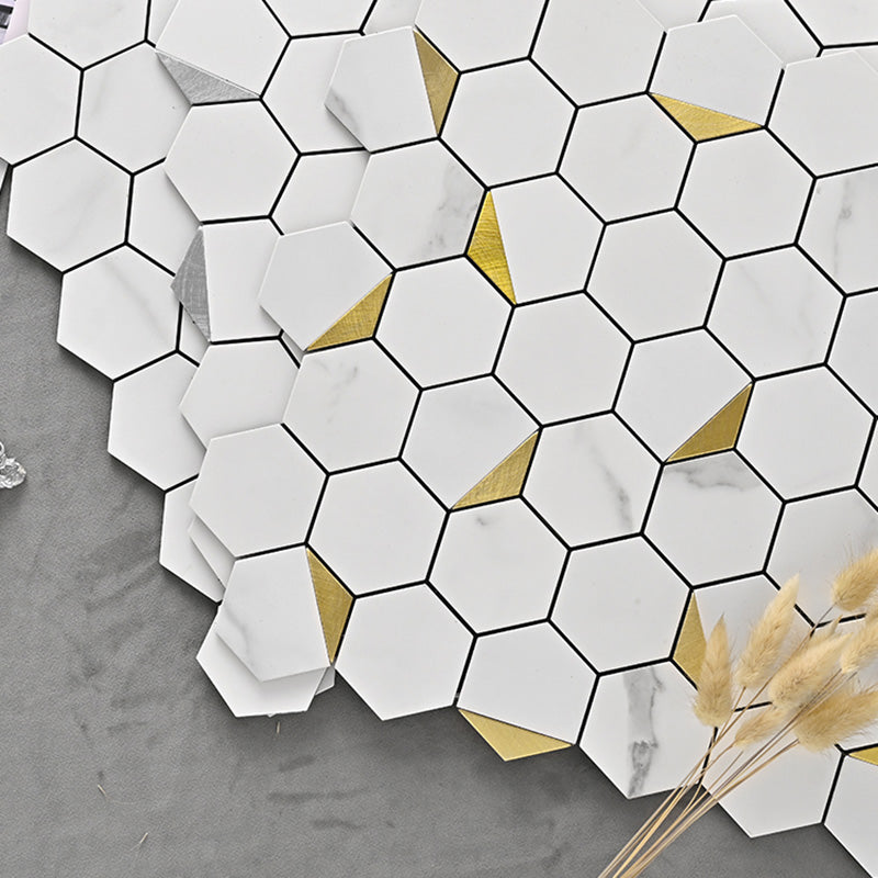 Hexagonal Modern Peel and Stick Tiles Mosaic Tiles Peel and Stick Backdrops