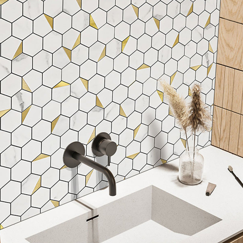 Hexagonal Modern Peel and Stick Tiles Mosaic Tiles Peel and Stick Backdrops