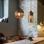 Scandinavian Pendant Lamp made of Wood and Tinted Glass