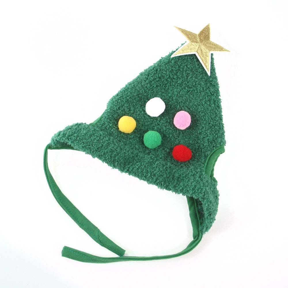 Christmas Pet Hat with Fluff and Golden Edge