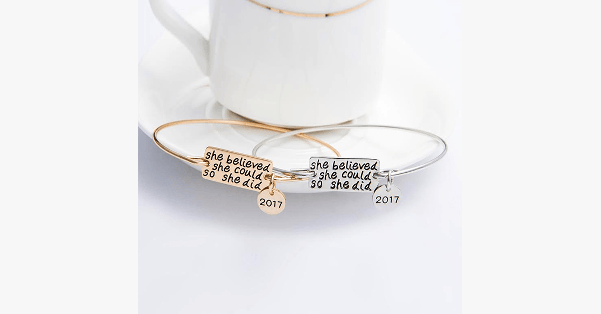 She believed she could, so she did bracelet with 2017 charm