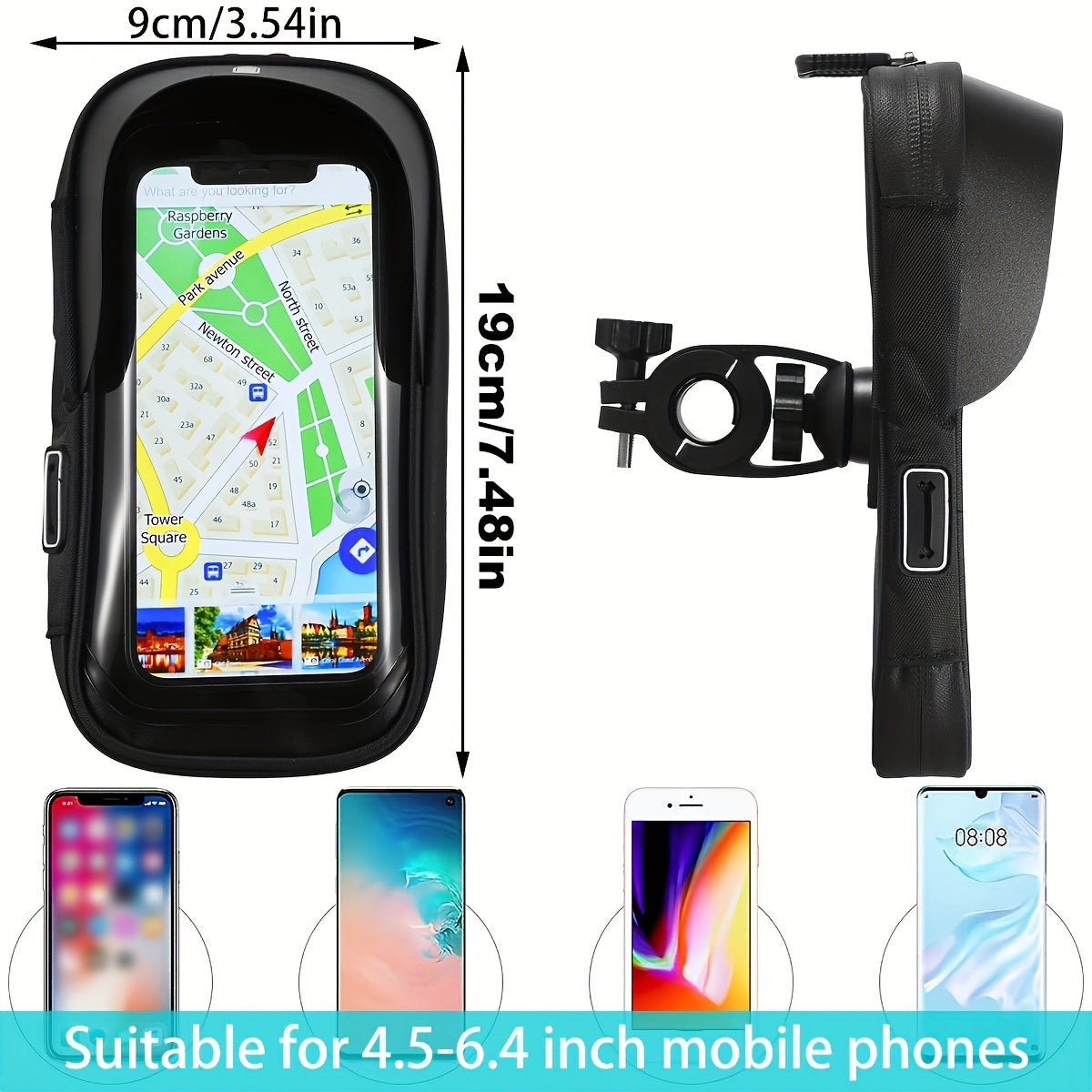 Waterproof Phone Holder for Bicycle and Motorcycle – 360° Rotatable and Suitable for 4.5–6.4 Inches