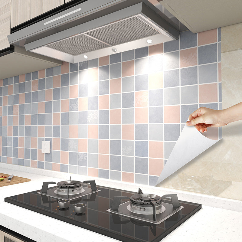 Modern Peel & Stick PVC Tile Grid Pattern Self-Adhesive Wallpaper