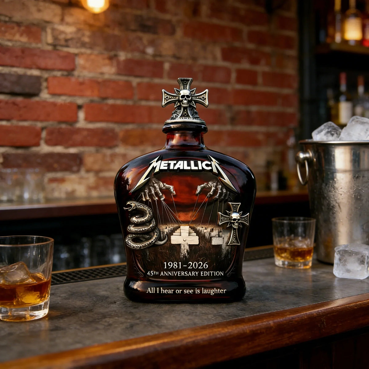 The Metal Gods 1981-2026 45th Anniversary Whisky Bottle