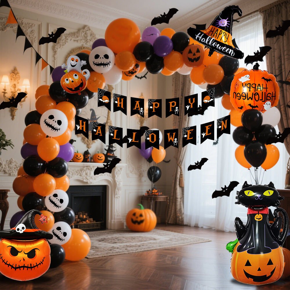 Halloween Balloon Set – Black Orange Purple with Pumpkin Print